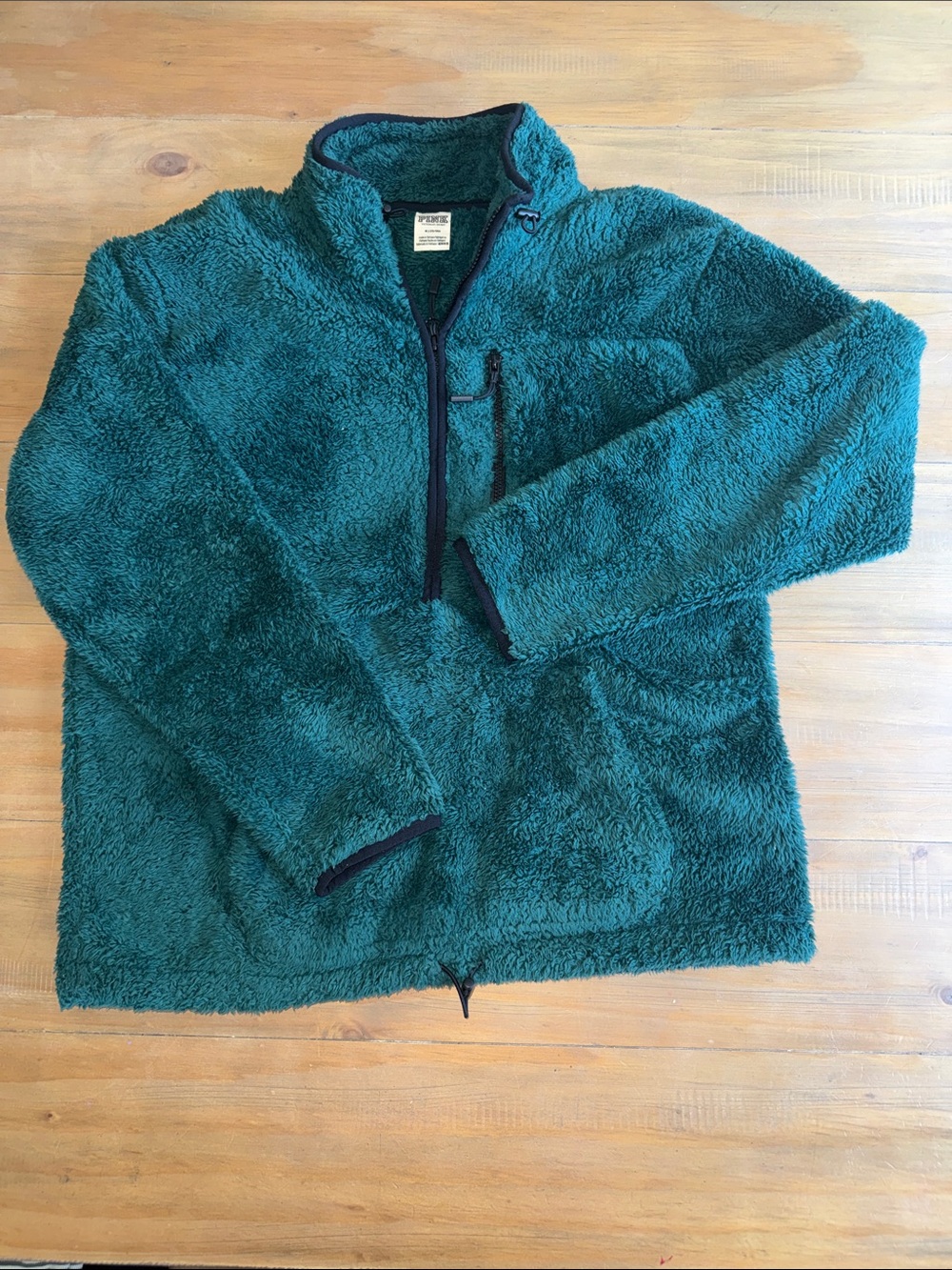 PINK Victoria’s Secret Emerald Green Sherpa Half-Zip Pullover